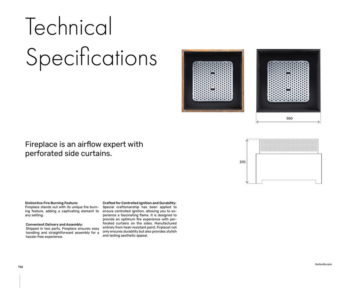 FEUERSCHALE Fireplace Schwarz 55 x 55 x 37 cm 16 kg aus Stahl pulverbeschichtet - Schwarz, Metall (55/37/55cm) - The Favilla