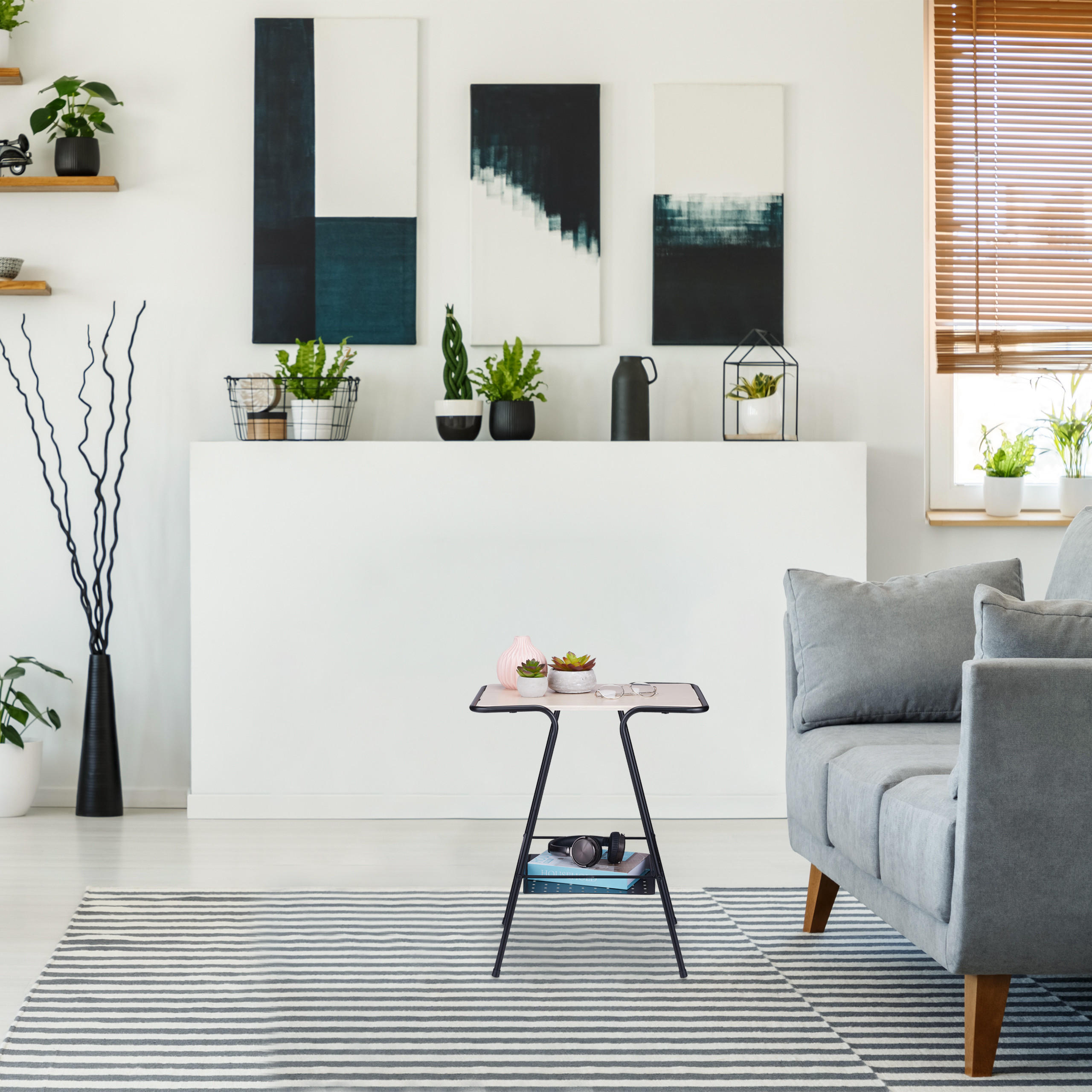 BEISTELLTISCH - Schwarz, Holzwerkstoff/Metall (35/45/55cm) - Relaxdays