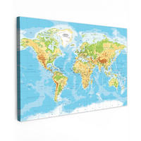 LEINWANDBILD Weltkarte - Statistisch - Blau - Erde - Bildung Wohnzimmer Groß 120x80 cm - Blau, Textil (120/80cm) - MuchoWow