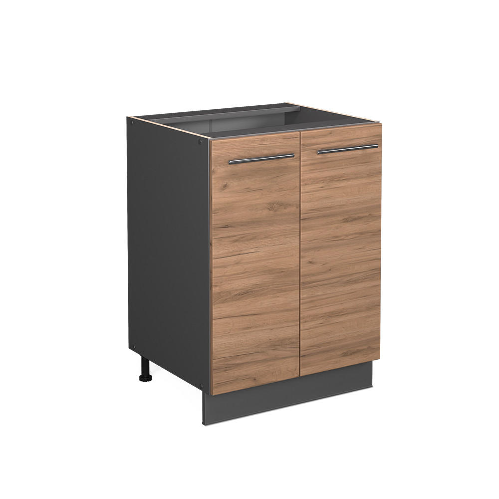 KÜCHENUNTERSCHRANK Fame-Line Goldkraft Eiche 60 cm ohne AP - Honigeiche/Anthrazit, Holzwerkstoff (60/82/51.6cm) - Vicco