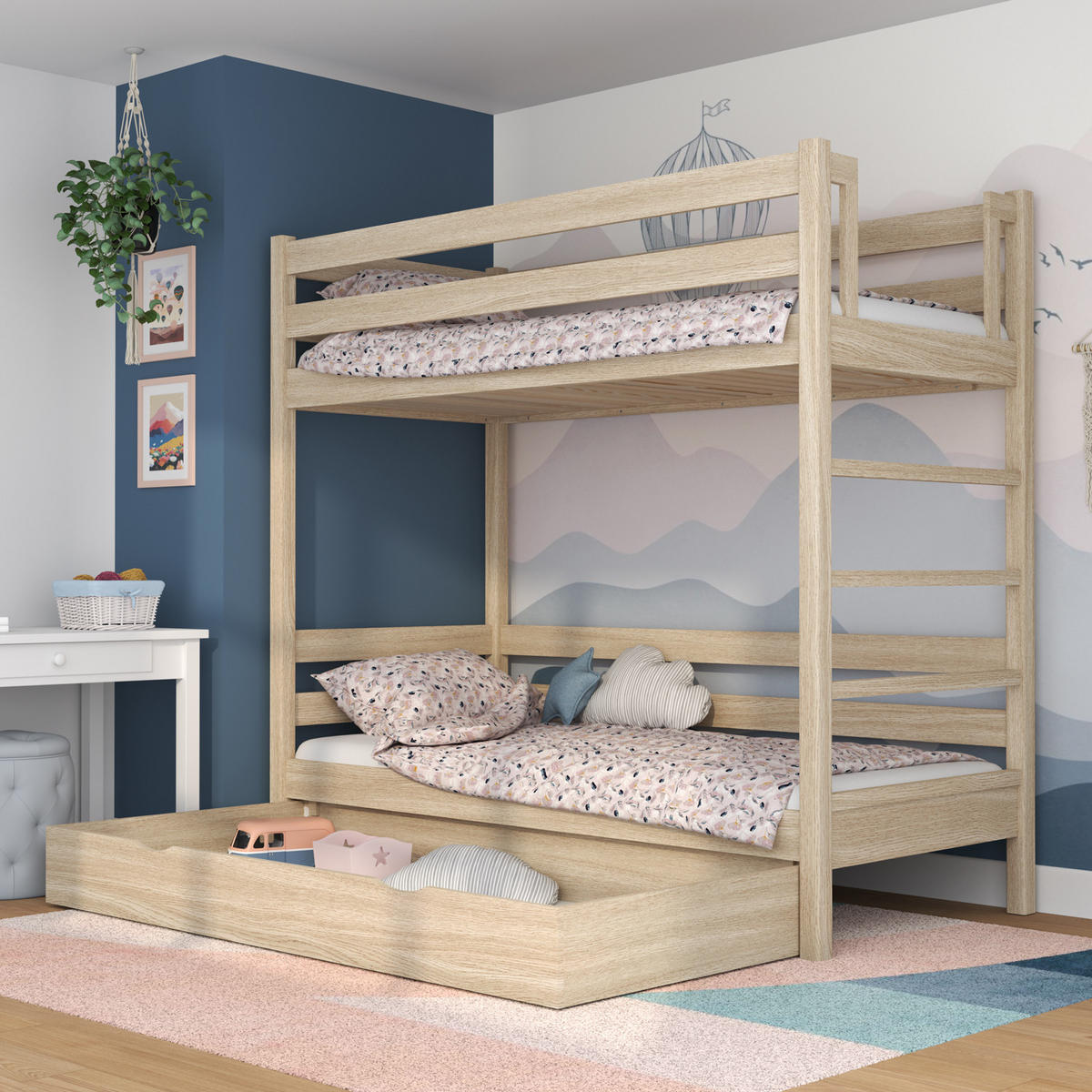 ETAGENBETT N03 mit Schublade Sonoma Eiche 80/180 - Sonoma Eiche, Naturmaterialien/Holz (80/180cm) - N-Wood