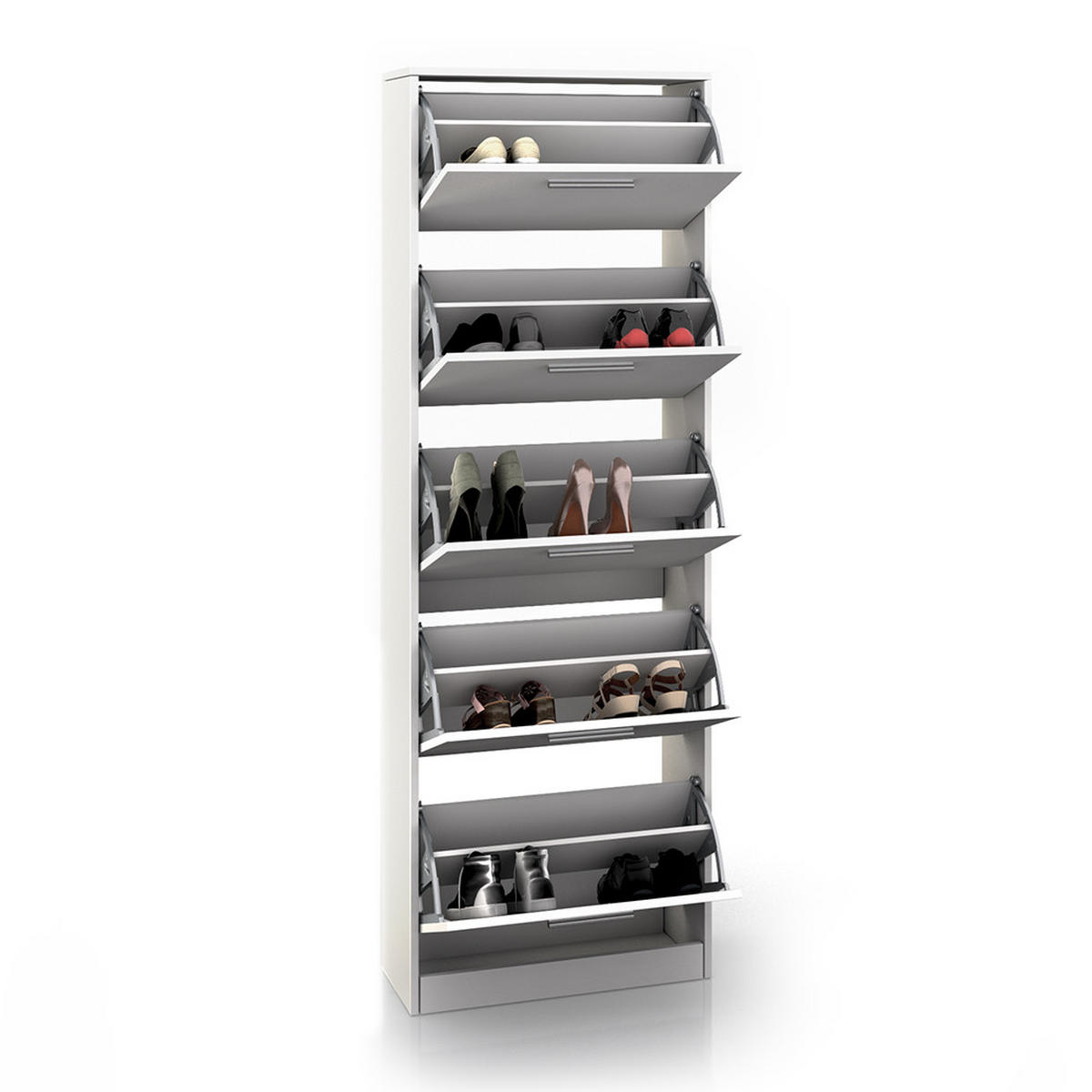 SCHUHKIPPER Gizmo Weiß 59 x 169.5 cm - Weiß, Holzwerkstoff (59/169.5/22cm) - Vicco
