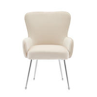 ESSTUHL 6er-Set Beige mit Samt, Armlehnen und Silbernen Metallbeinen - Beige, Textil (53/83/57cm) - PANGIVO