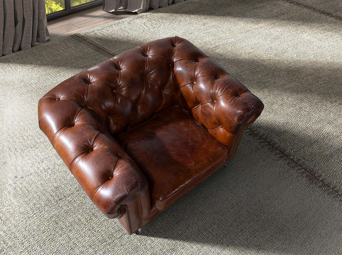CHESTERFIELD-SESSEL Cognacbraun Mahagoni 120/94/79 cm - Braun, Leder/Holz (120/79/94cm) - ANGEL CERDA