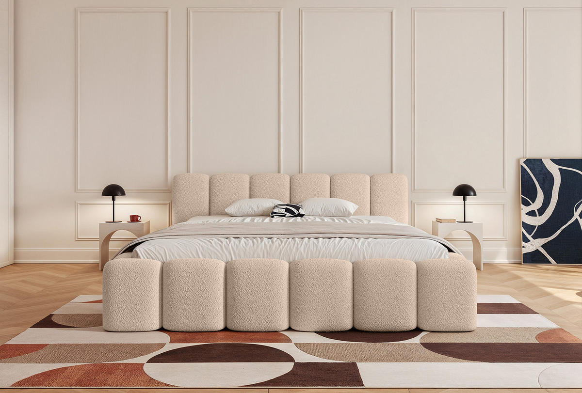 POLSTERBETT Alloggio 140x200 cm, Sandbraun - Greige, Textil (140/200cm) - Fedve