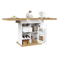 JEDÁLENSKÝ stôl 110/140/80 cm biela prírodná, rozkladací s úložným priestorom - prírodná farba, kompozitné drevo (140/80/75cm) - BEAOK