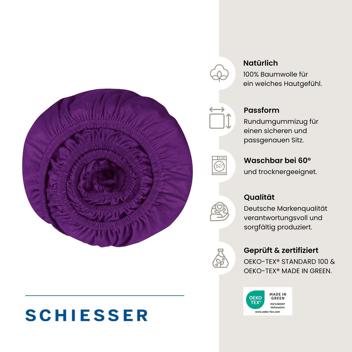 SPANNBETTLAKEN Jessi 100% Baumwolle 150x200 cm Lila - Lila, Textil (150/200cm) - SCHIESSER