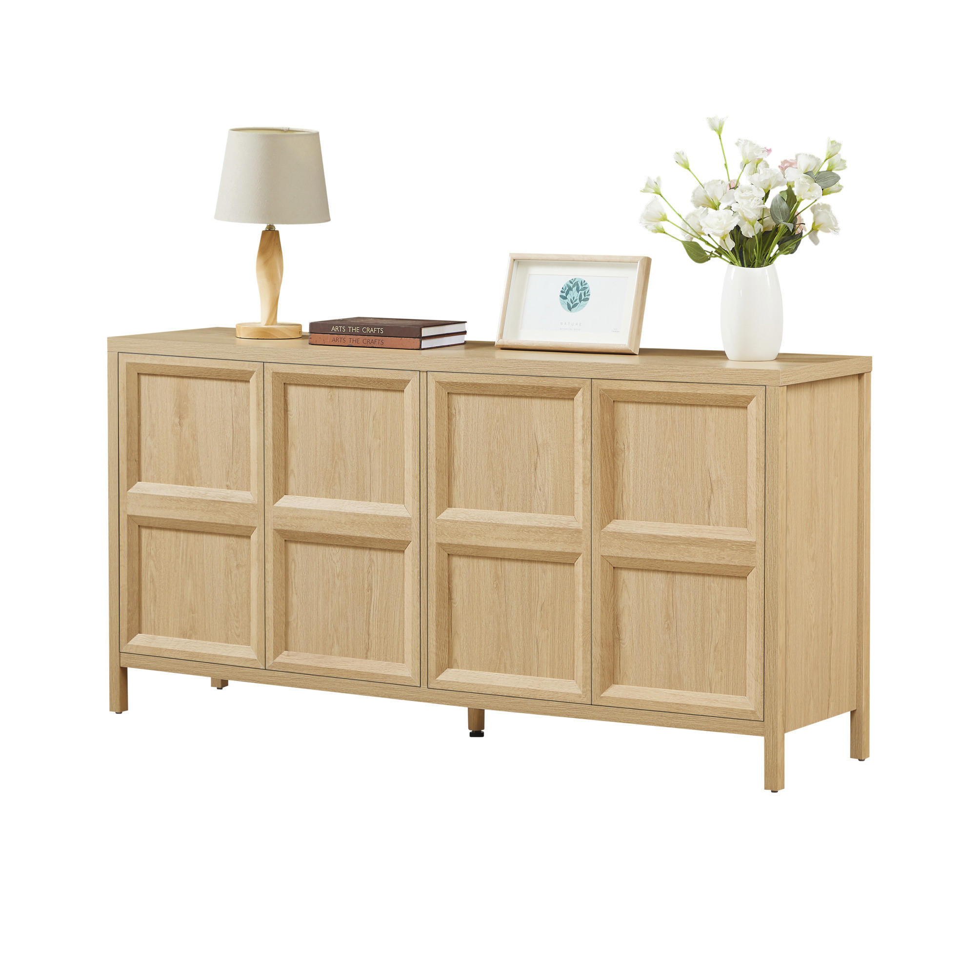 SIDEBOARD 160/40/80 cm s otváraním stlačením, pántmi s tlmeným dovieraním a bezpečnostným upevnením na stenu, Dub - farba duba, kompozitné drevo (160/80/40cm) - Redom