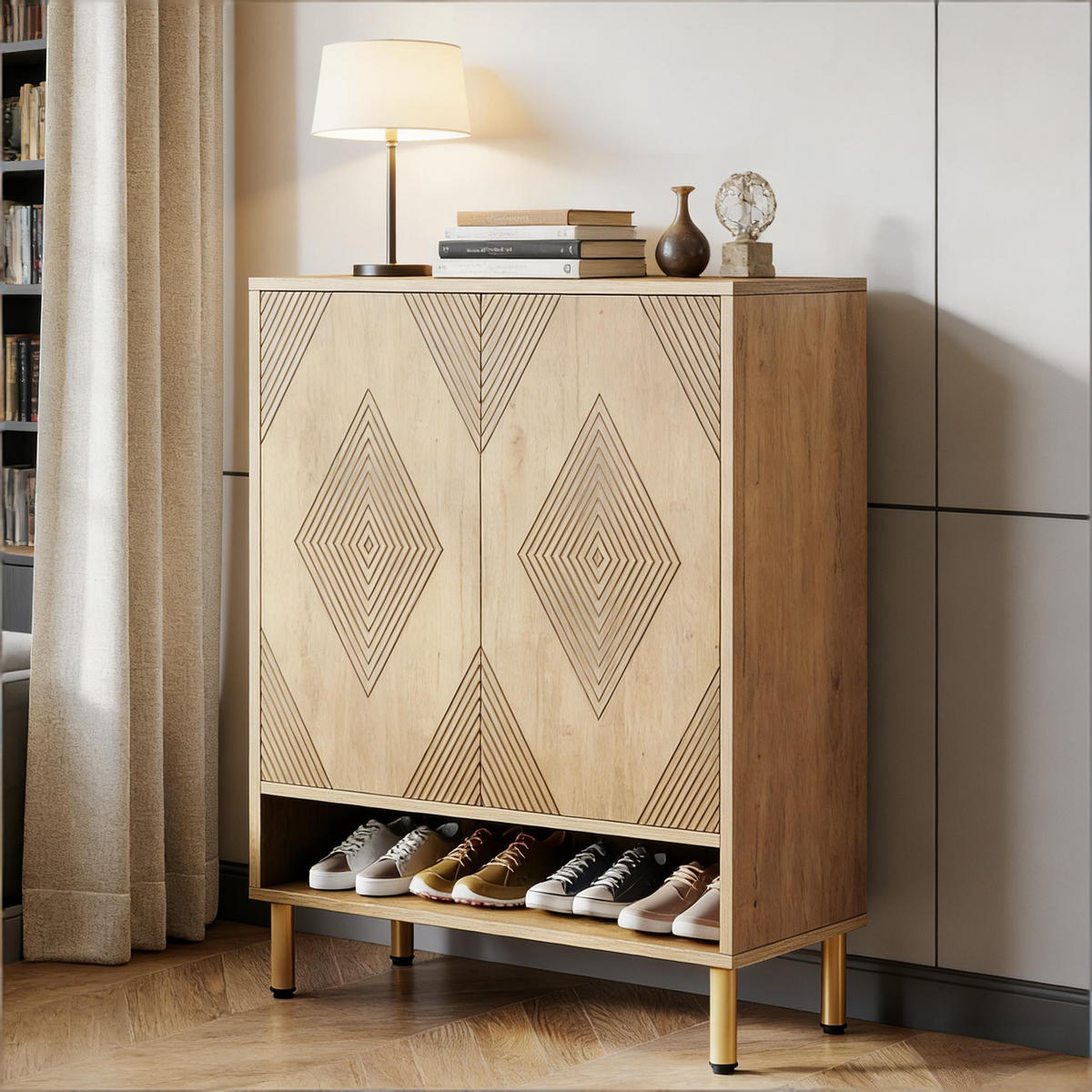 SCHUHSCHRANK Natur 73/35/115 cm - Naturfarben, Holz (73/115/35cm) - PANGIVO