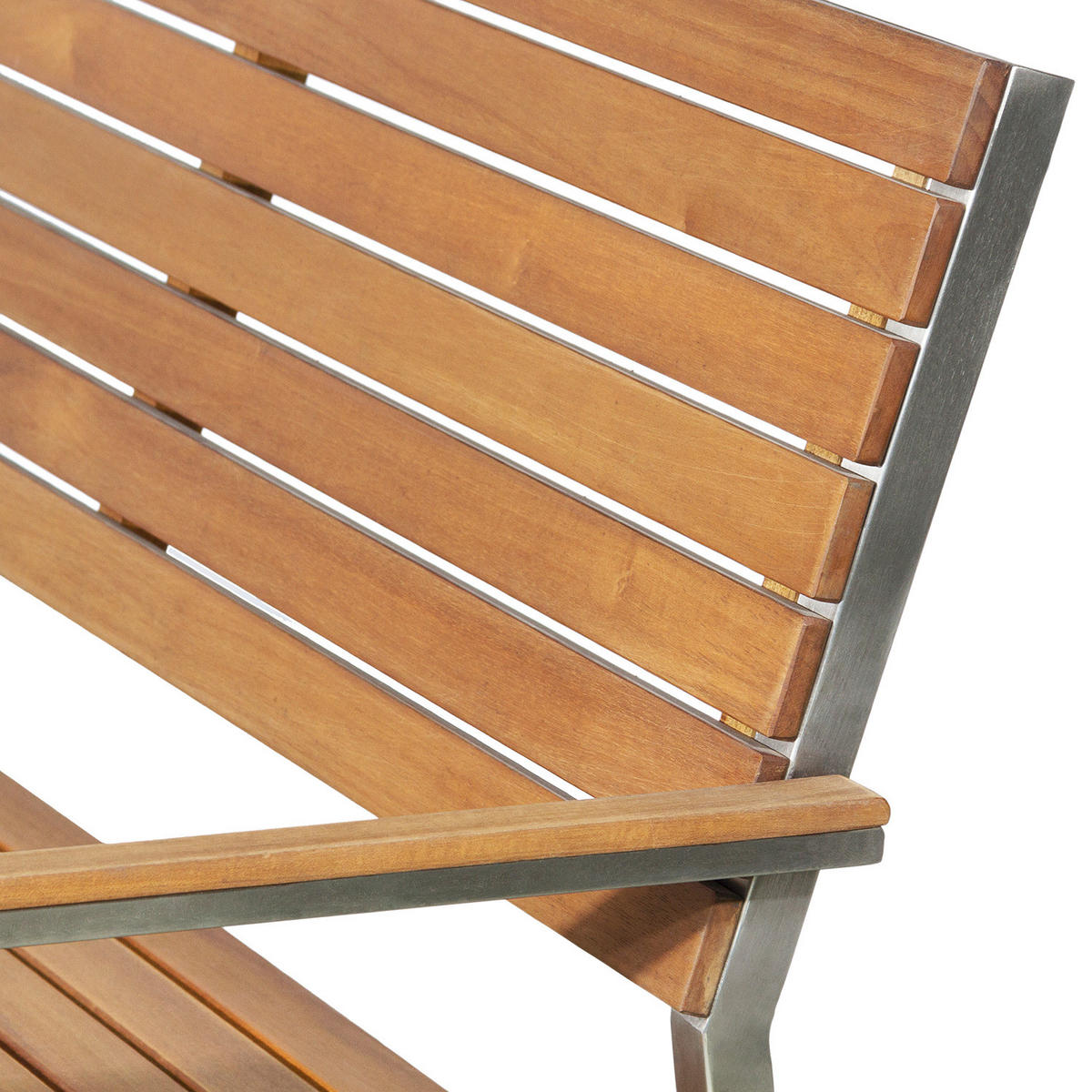 GARTENBANK - Teak massiv / Edelstahl - Silberfarben/Braun, Holz/Metall (151/86/55cm) - home24