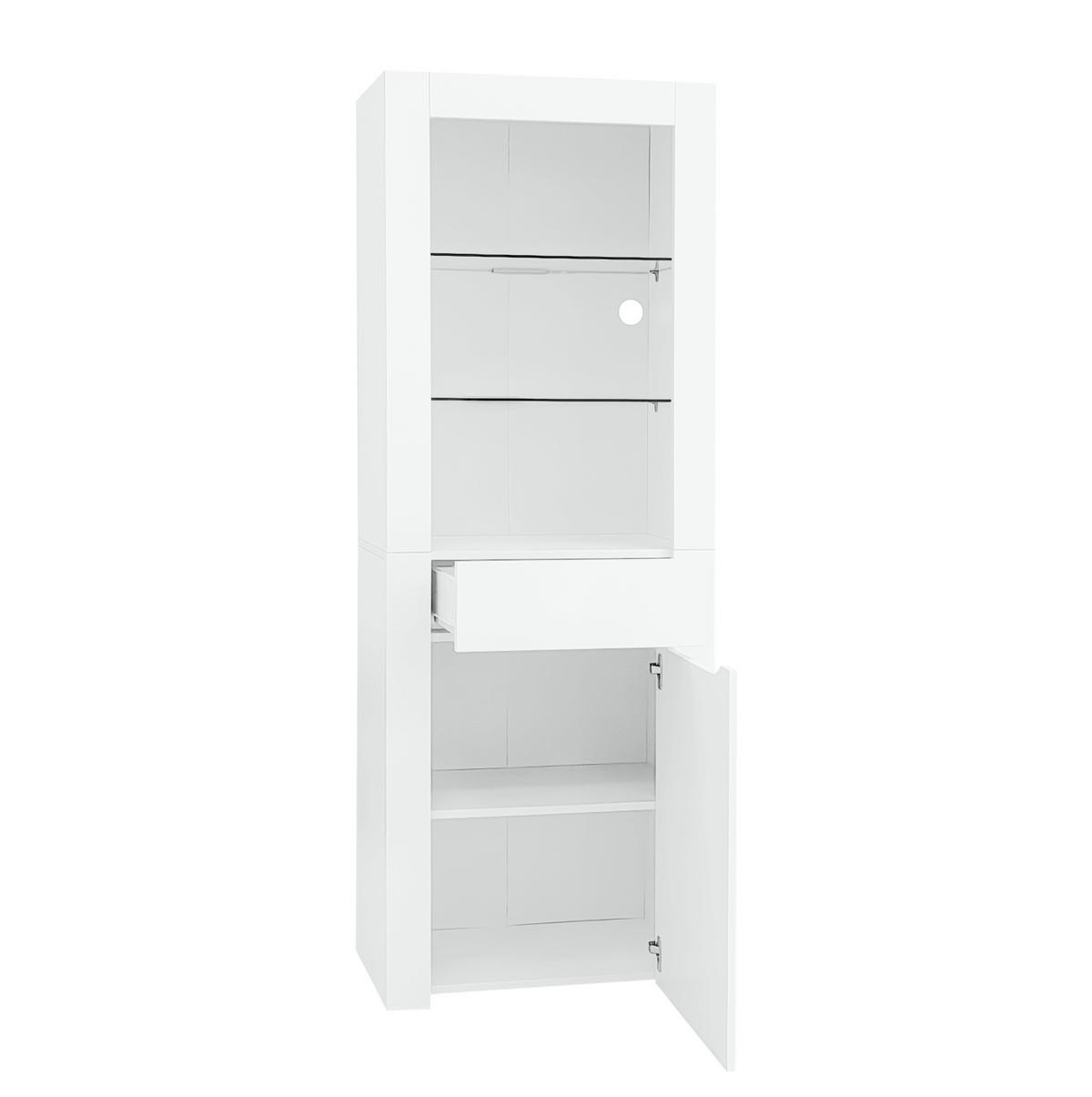 VITRINE 60/35,5/165 cm in Weiß Hochglanz mit LED-Beleuchtung - Weiß, Holzwerkstoff (60/165/35.5cm) - Flora Grace