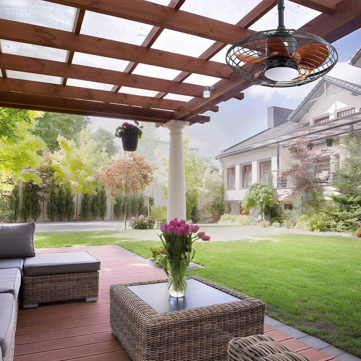 DECKENVENTILATOR 51cm LED Licht 3 Farbtemperaturen ABS Flügel - Braun, Kunststoff (50.8/50.8/47.5cm) - CASIVA