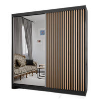 SCHRANK Schwarz Mit Lamellen Und Spiegel Craft Gold 150 cm - Multicolor, Holzwerkstoff (150/215/61cm) - Sepro Meble