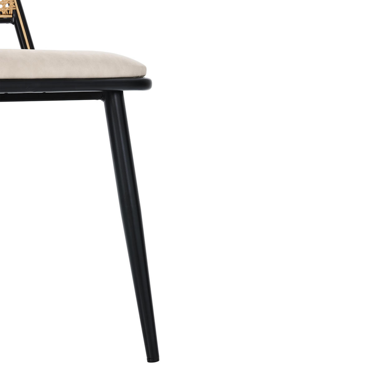 STUHL-SET DE-35953 2 Stück mit Rattan-Lehne und PU-Sitz Schwarz - Schwarz, Metall (48/80/46cm) - ComfortXL