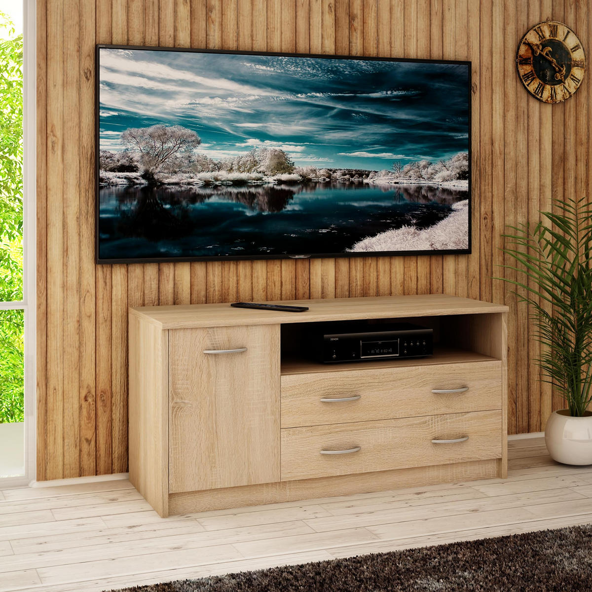 FERNSEHKOMMODE 1D2S Sonoma Eiche 110/41/55 cm - Sonoma Eiche, Holzwerkstoff (110/55/41cm) - Matkam Möbel