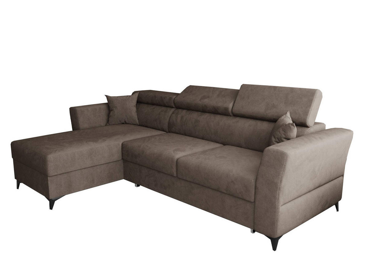 ECKSOFA L Form Ribella Bronze 265/180/100 cm Links mit Schlaffunktion - Schwarz/Bronzefarben, Textil/Metall (180/265cm) - AX Living