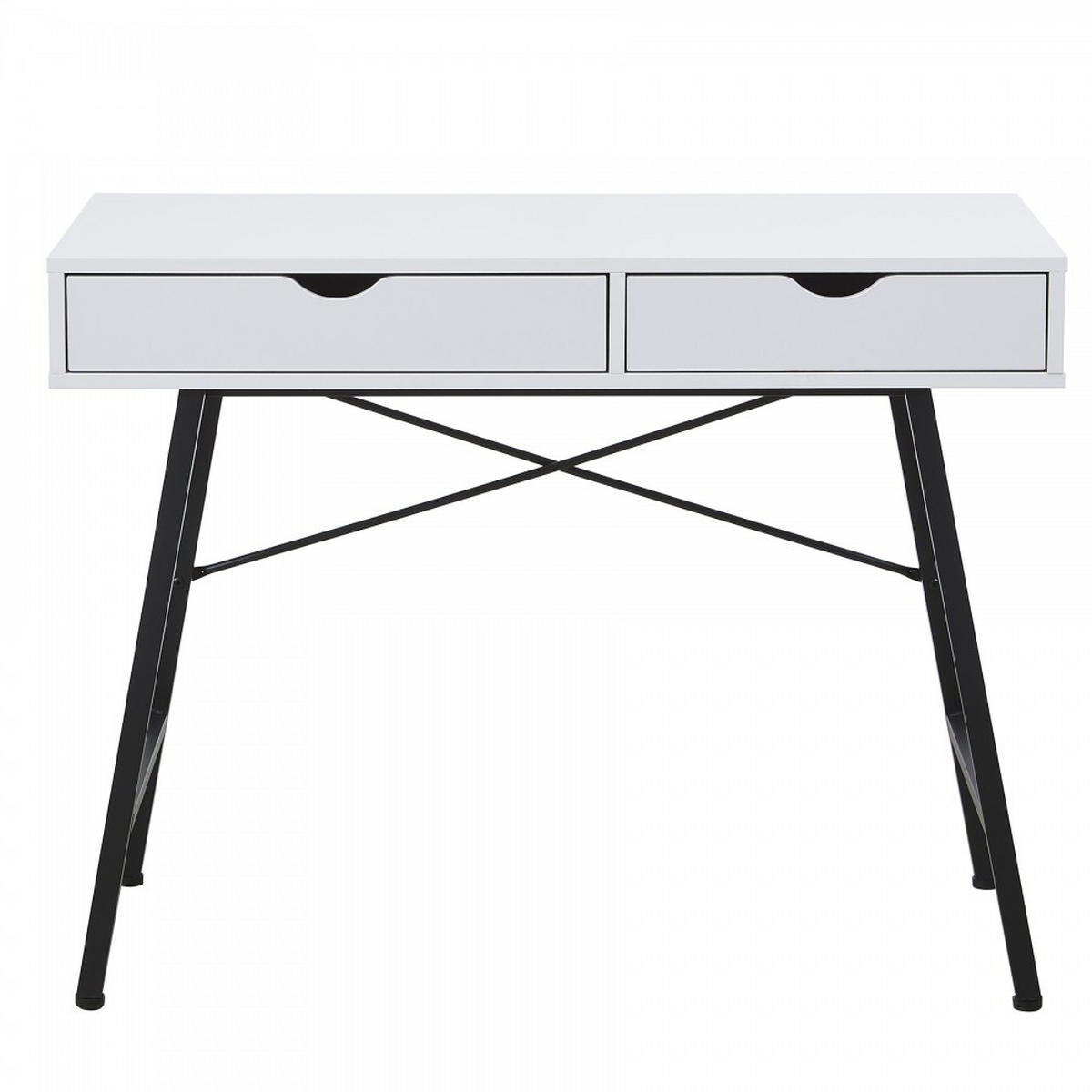 SCHREIBTISCH BOSTON mit Schublade/ Weiß und Schwarzes Metall - Schwarz/Weiß, Holzwerkstoff/Metall (120/50/151cm) - Weber Industries