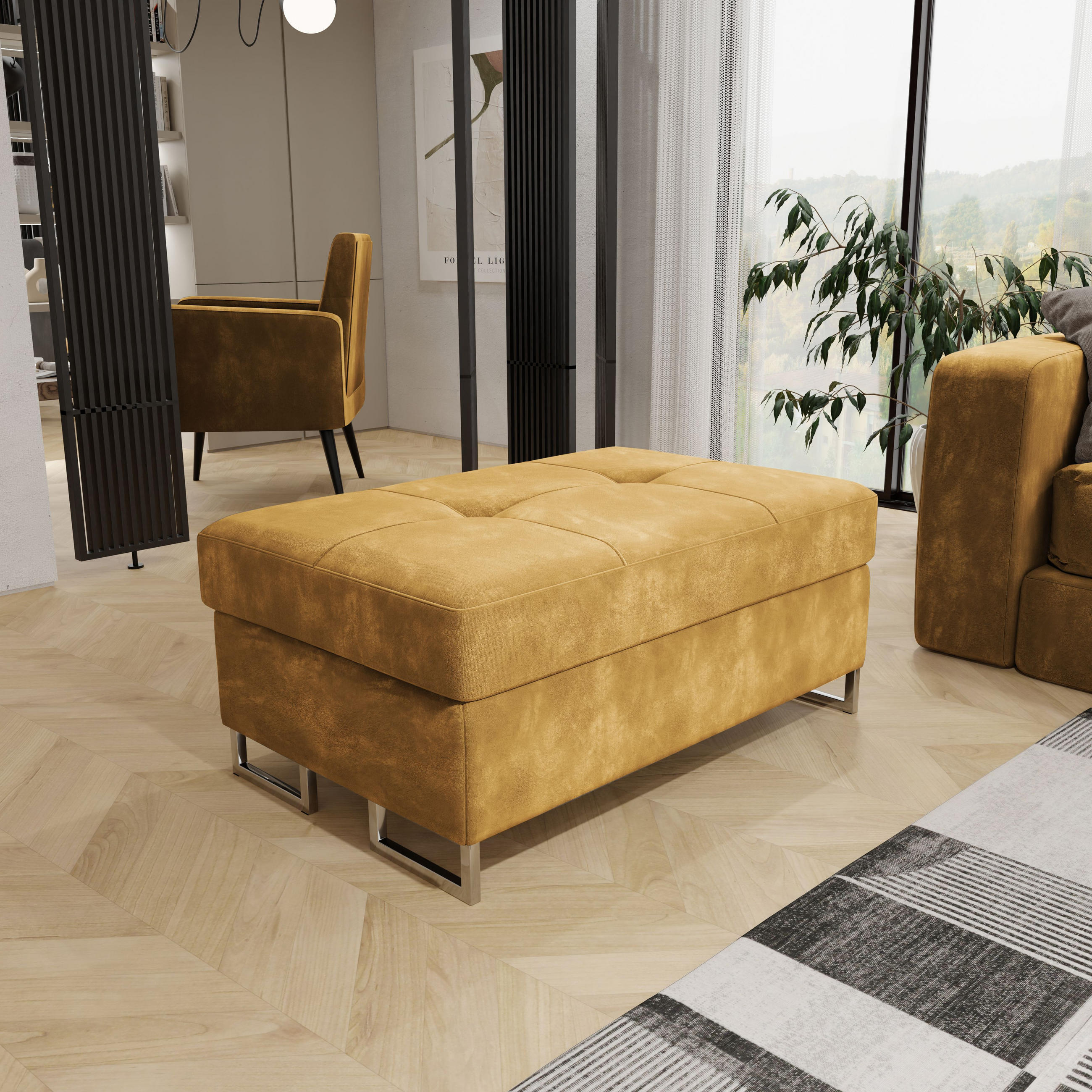 POLSTERHOCKER BARLET Gelb 100x60 cm - Gelb, Textil (100/41/60cm) - MASSENO