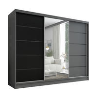 SCHWEBETÜRENSCHRANK 200 cm AURELIA 2 Farbe: Graphit, Schwarz, Graphit - Graphitfarben/Schwarz, Holzwerkstoff (200/215/60cm) - A&J MöbelLand