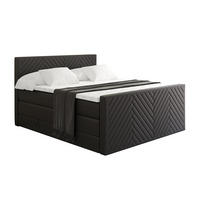 BOXSPRINGBETT mit Matratze und Lattenrost - VEXA-Z KING-200x200 - Schwarz Kunstleder - Schwarz, Holzwerkstoff (200/200cm) - ALTDECOR