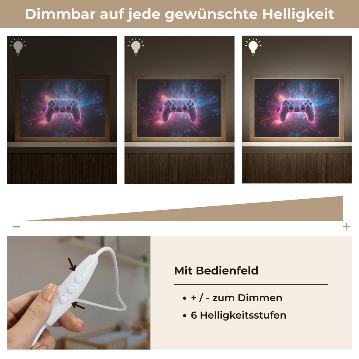 NACHTTISCHLAMPE Controller - Neon - Explosion - Abstrakt 30x20 cm - Violett, Holzwerkstoff (8/30/20cm)