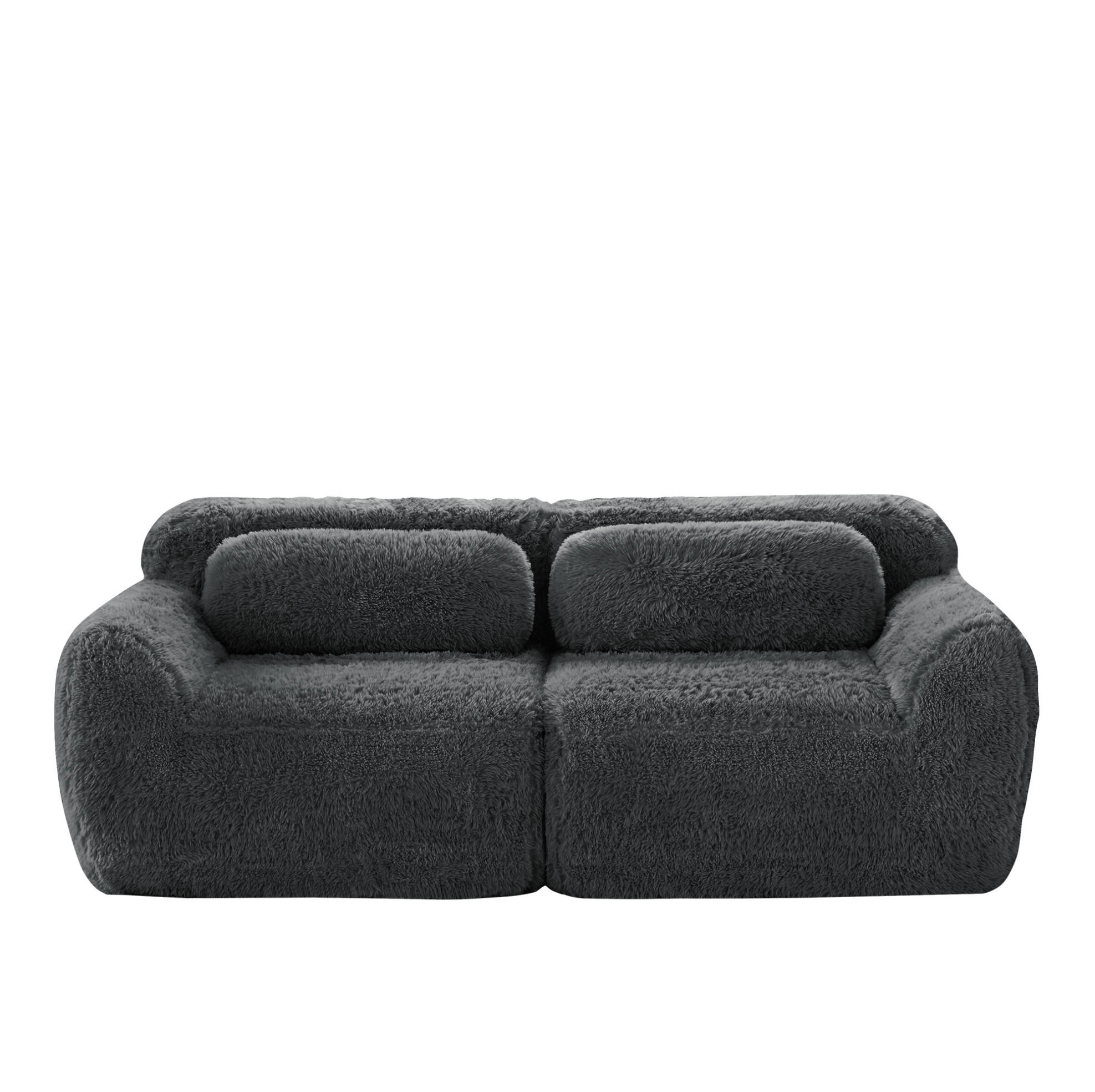 POHOVKA 2-miestna z plyšu, sivá - sivá, textil (104/73/204cm) - Flora Grace