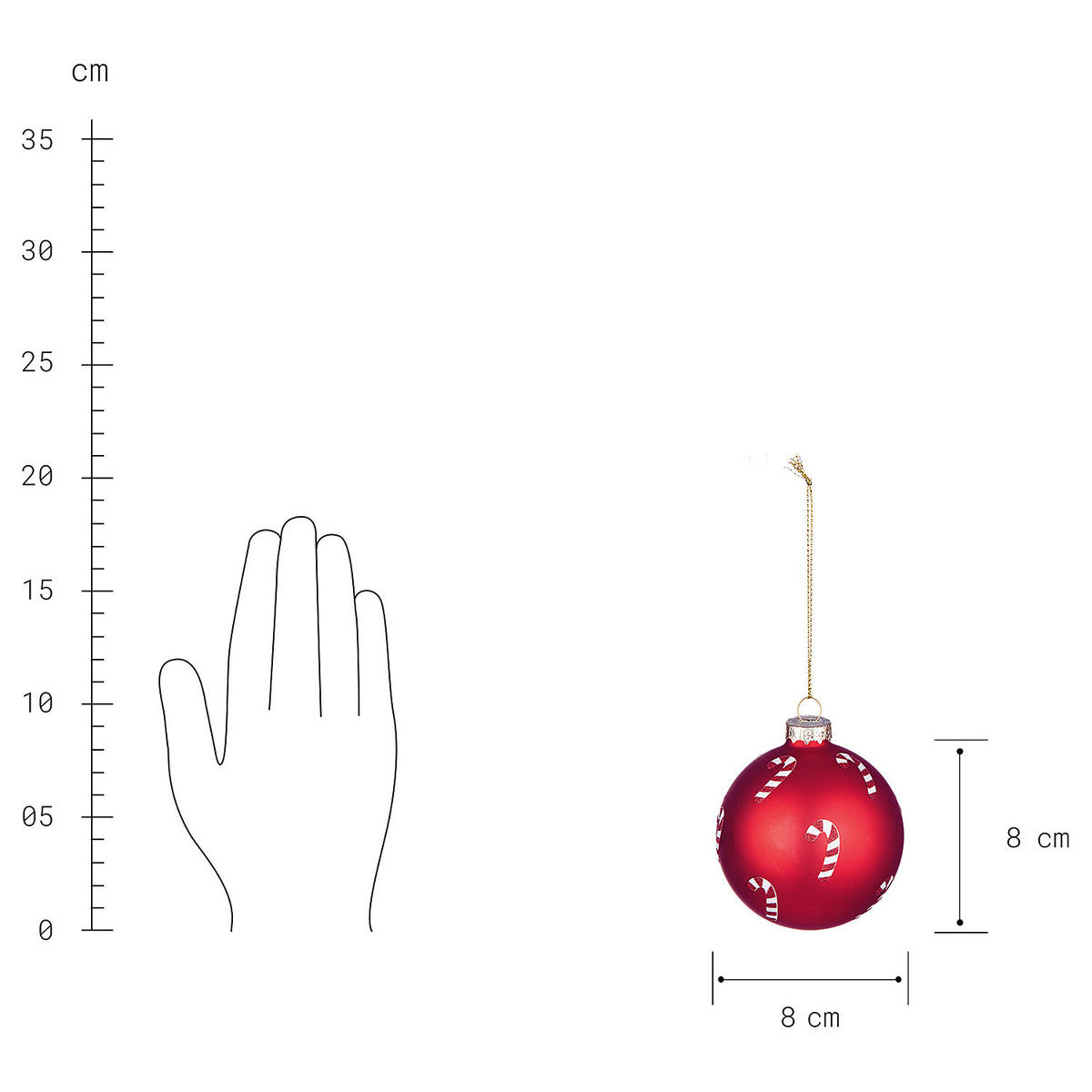 CHRISTBAUMKUGEL Hang On Candy Cane - Rot, Glas (8/1/8cm) - Butlers