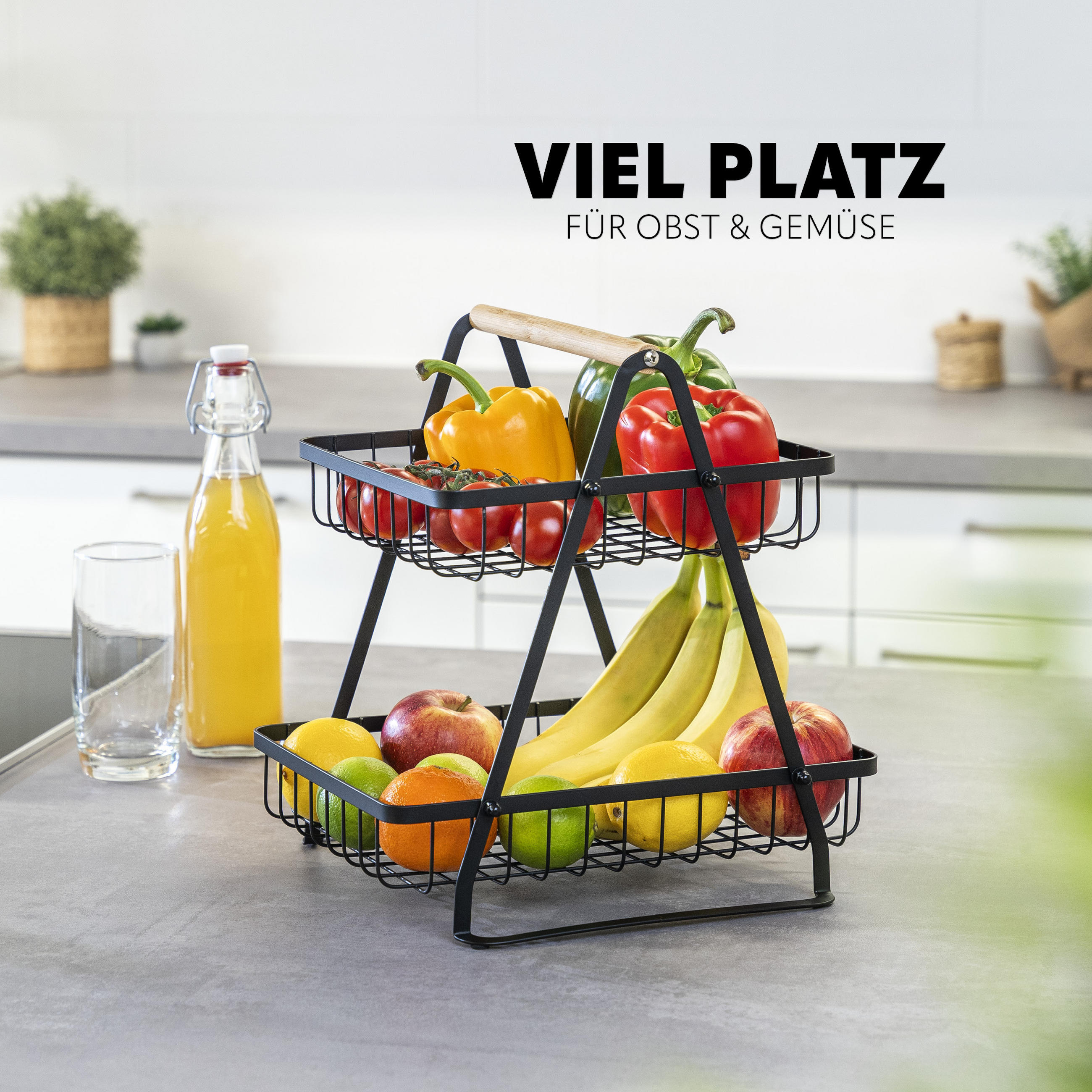 OBSTSCHALE, schwarz, Metall - Schwarz, Metall (32cm) - eluno