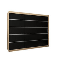 SCHWEBETÜRENSCHRANK 200/250/62 3-türig - Silberfarben/Schwarz, Holz/Kunststoff (250/200/62cm) - Abiks Möbel