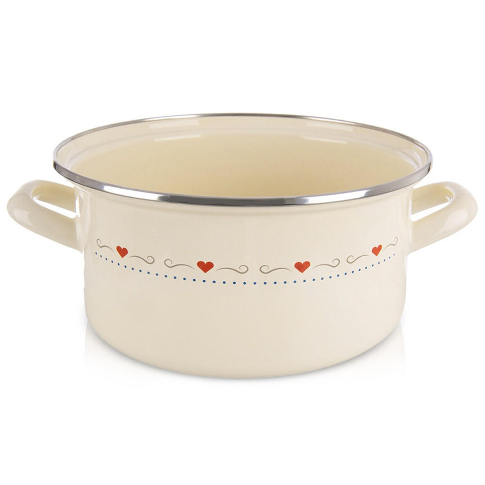 EMAILLIERTOPF Tonca mit Herzmotiv creme - Creme, Metall (24cm) - Orion 