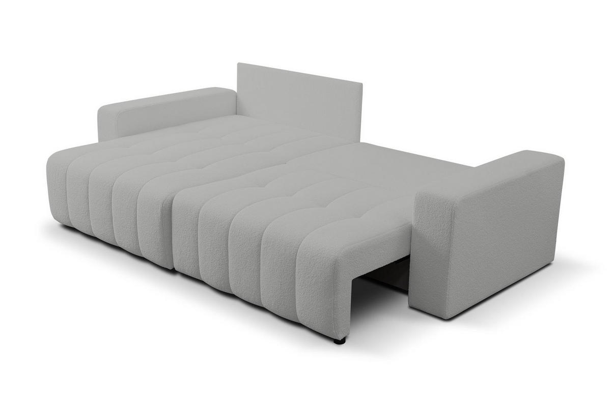 ECKSOFA Masina Hellgrau, Schlafsofa aus Veloursstoff - Hellgrau, Holzwerkstoff (245/143cm) - Bettso