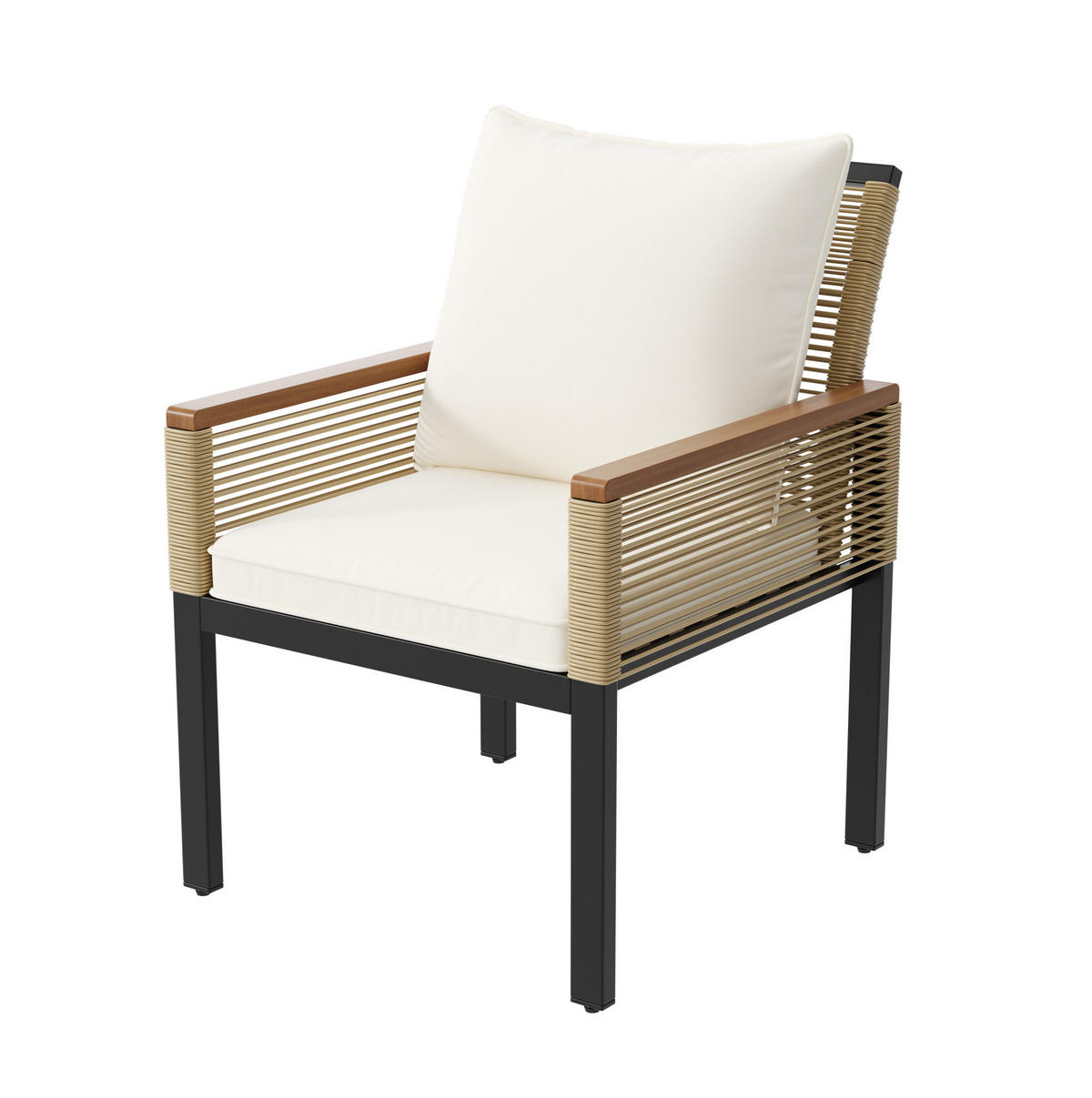 GARTENMÖBEL 109x67x75cm beige aus Polyrattan und Stahl mit Polstern - Beige, Metall - Modfu