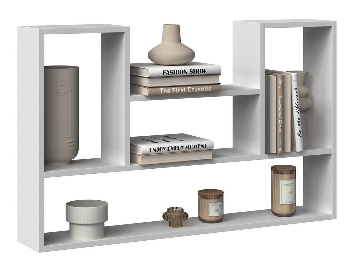 SCHWEBEREGAL Sören - Weiß, Holzwerkstoff (60/100/16cm) - kommodly