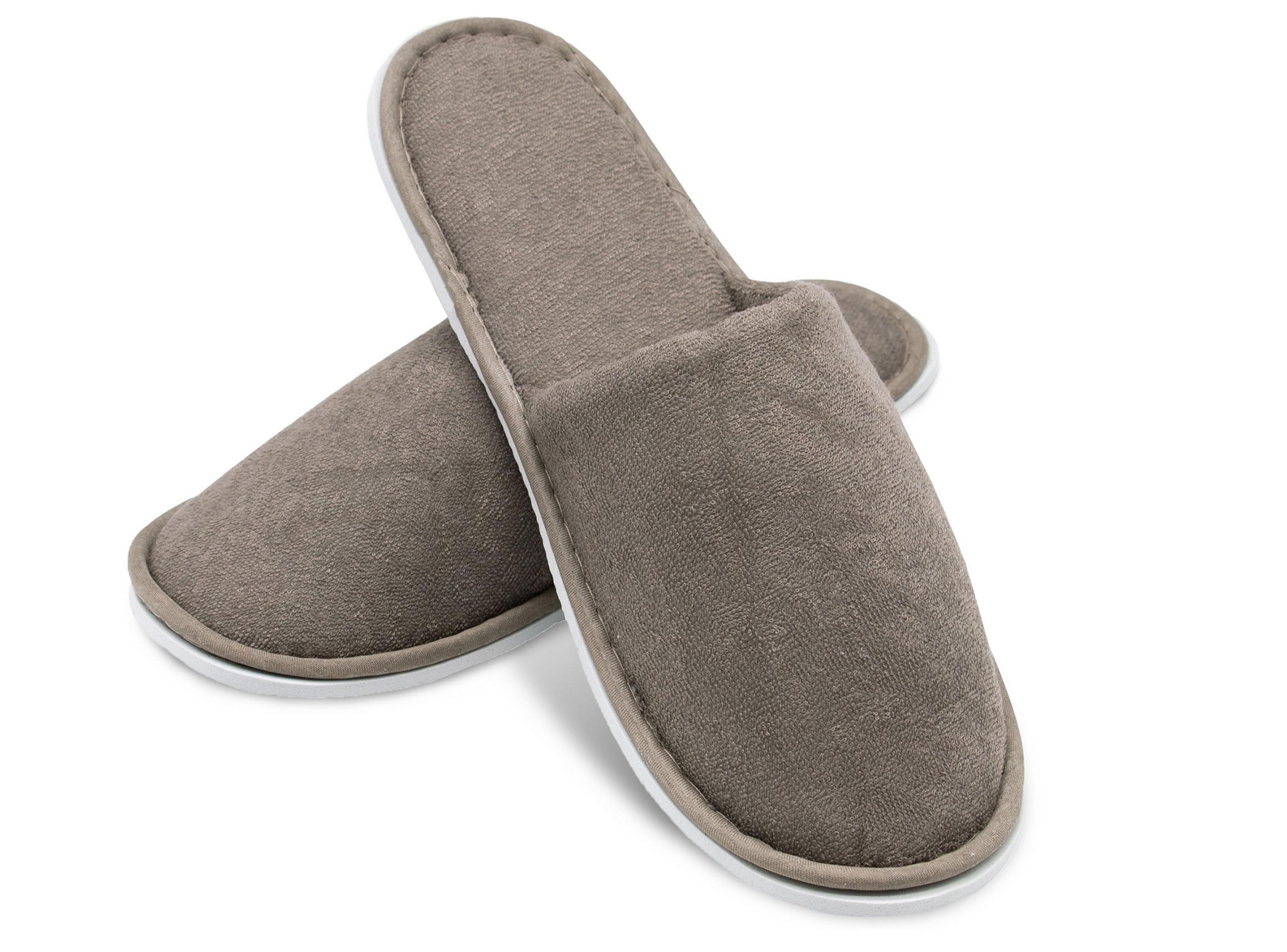 FROTTIERSLIPPER, 10er-Set, Universalgröße, 100% Polyester, Braun - Grau, Textil (5/1/29cm) - Zollner