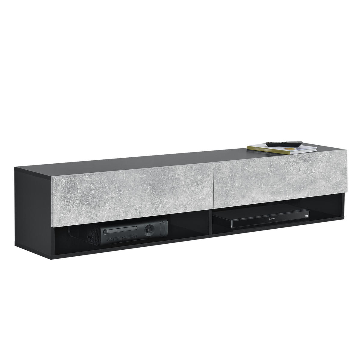 HÄNGELOWBOARD Halmstad - Schwarz/Grau, Holzwerkstoff (140/30/31cm) - [en.casa]