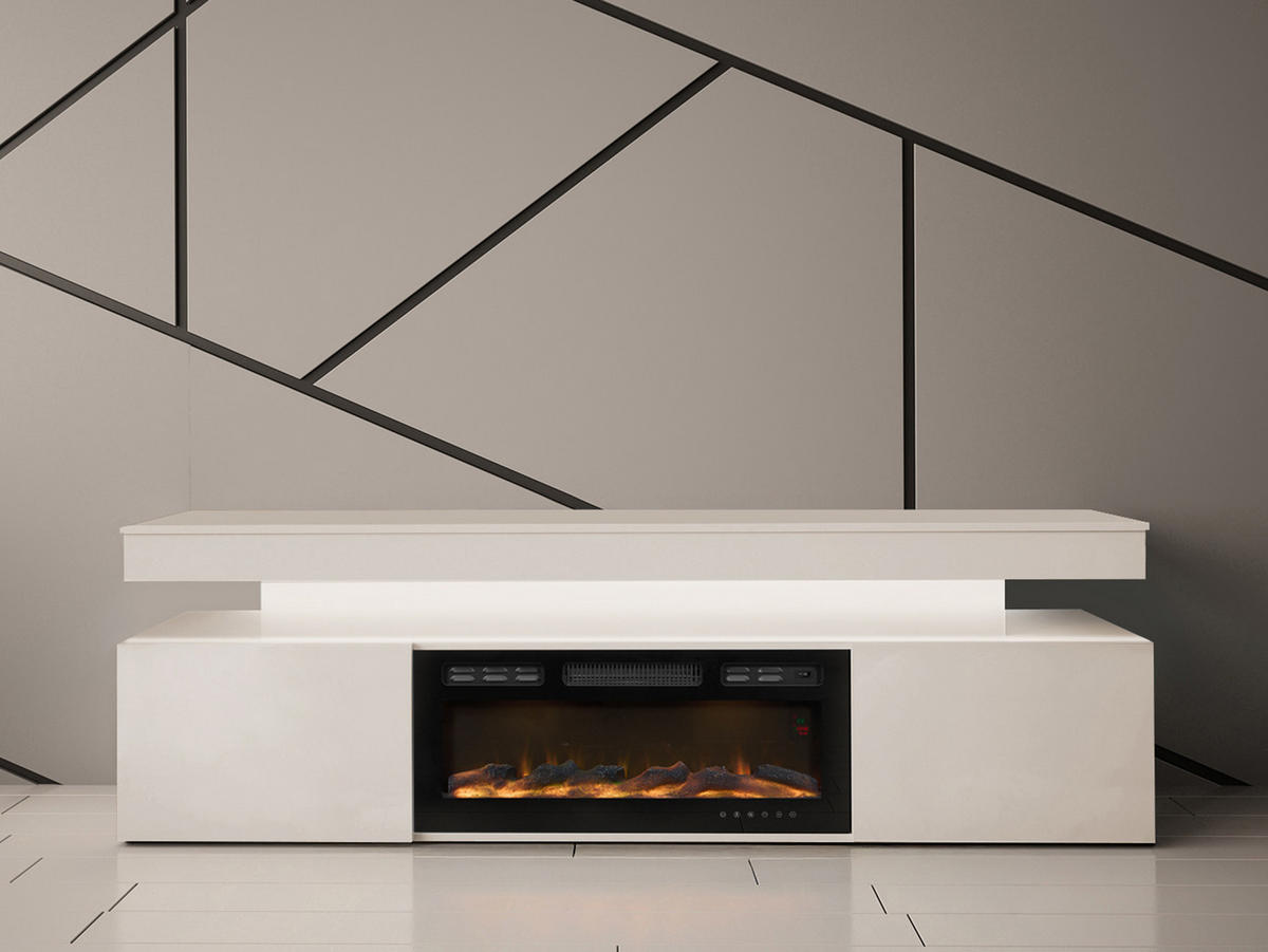 TV-LOWBOARD EF 2D Glossa Bis mit Kamin - Sandfarben, Holzwerkstoff/Kunststoff (190/59/41cm) - MIRJAN24