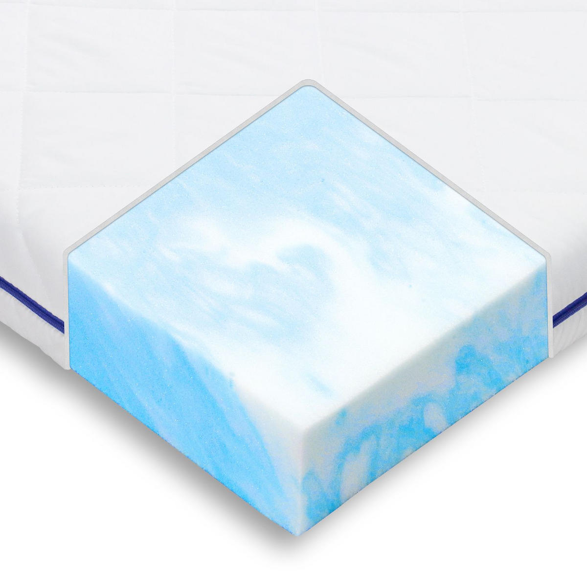 GEL-MATRATZENTOPPER 140x200 für bequemes Liegen auf harten Matratzen, Topper 140x200 - Gelschaum Matratzenauflage - Weiß, Textil (140/200cm) - Sleepneo