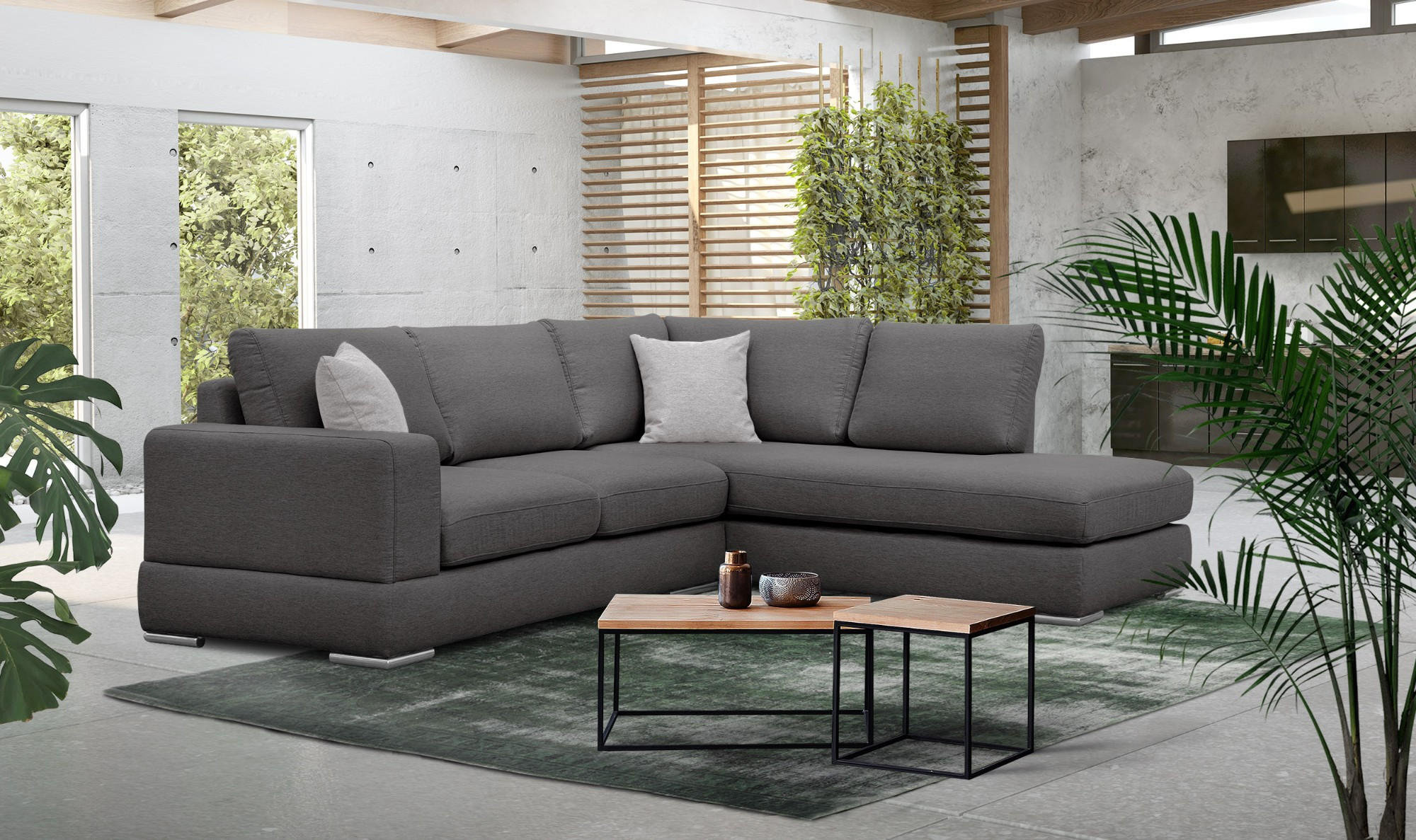 ECKSOFA OTTO 5-Sitzer, dunkelgrau - Dunkelgrau, Holzwerkstoff/Textil (279/219cm) - Courtois Laville