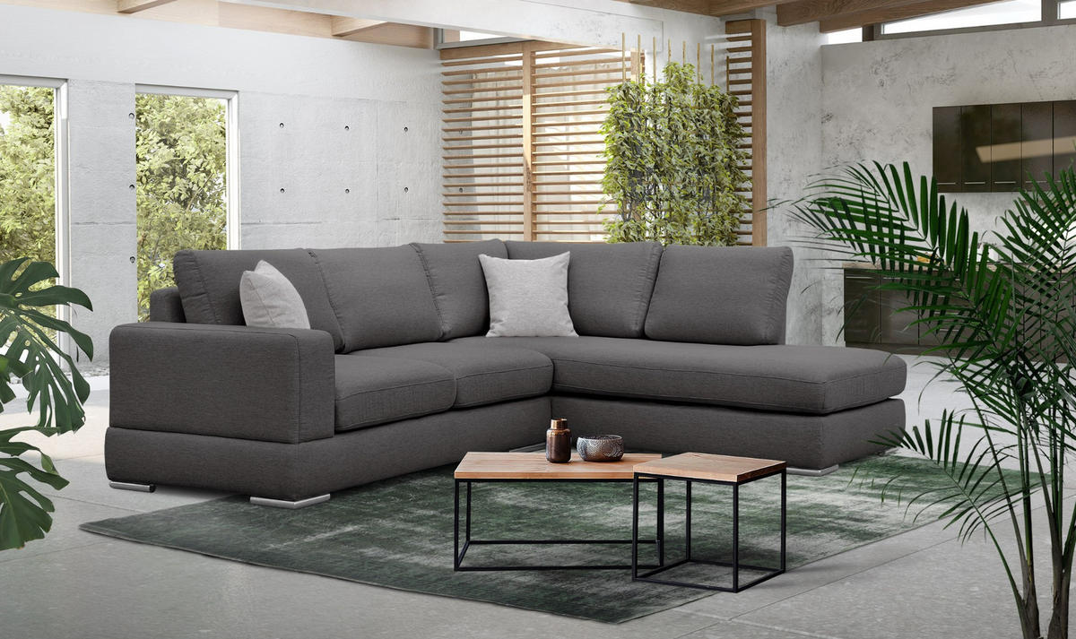 ECKSOFA OTTO 5-Sitzer, dunkelgrau - Dunkelgrau, Holzwerkstoff/Textil (279/219cm) - Courtois Laville