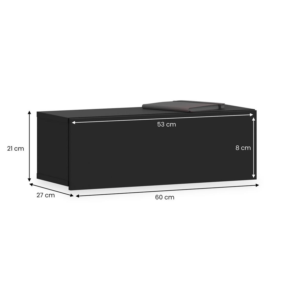 HÄNGENDER NACHTTISCH NANI schwarz - Schwarz, Holzwerkstoff (60/21/27cm) - IDIMEX