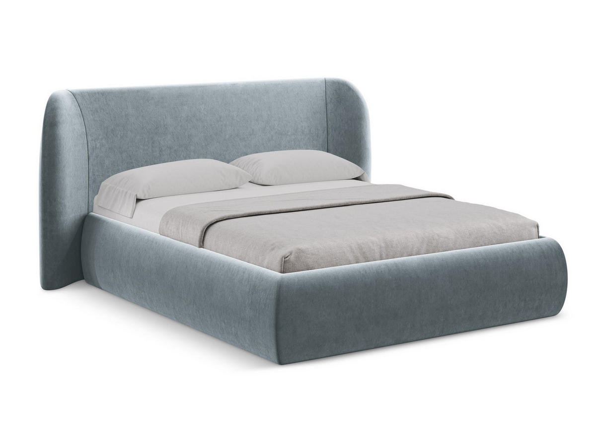 POLSTERBETT mit Bettkasten und Lattenrost 230x215 Blau - Blau/Schwarz, Kunststoff/Textil (180/200cm) - Makamii