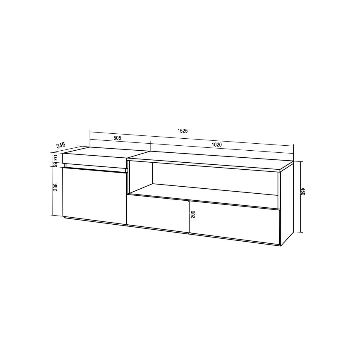 LOWBOARD Hängend, schwarz, 150/35/45cm - Schwarz, Holzwerkstoff (150/45/35cm) - Skraut Home