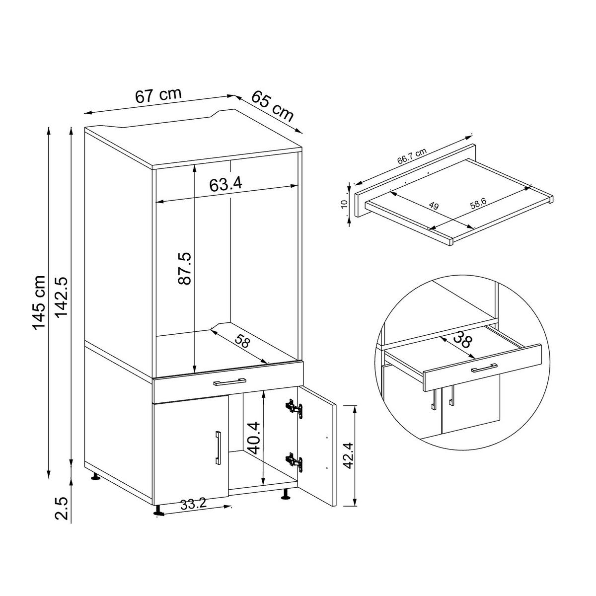 WASCHMASCHINENSCHRANK Serie 3 67cm Breit, 145cm Hoch - Weiß, Holzwerkstoff (67/145/67cm)