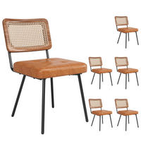 ESSZIMMERSTUHL 6-Tlg Kunstleder Rattan, Ergonomisch Retro - Braun, Metall (66/45/70.5cm) - FLIEKS