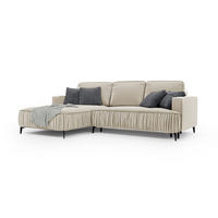 ECKSOFA GLANZ mit Schlaffunktion und Bettkasten – Beige, links - Beige/Schwarz, Textil/Metall (268/177cm) - MebleHot