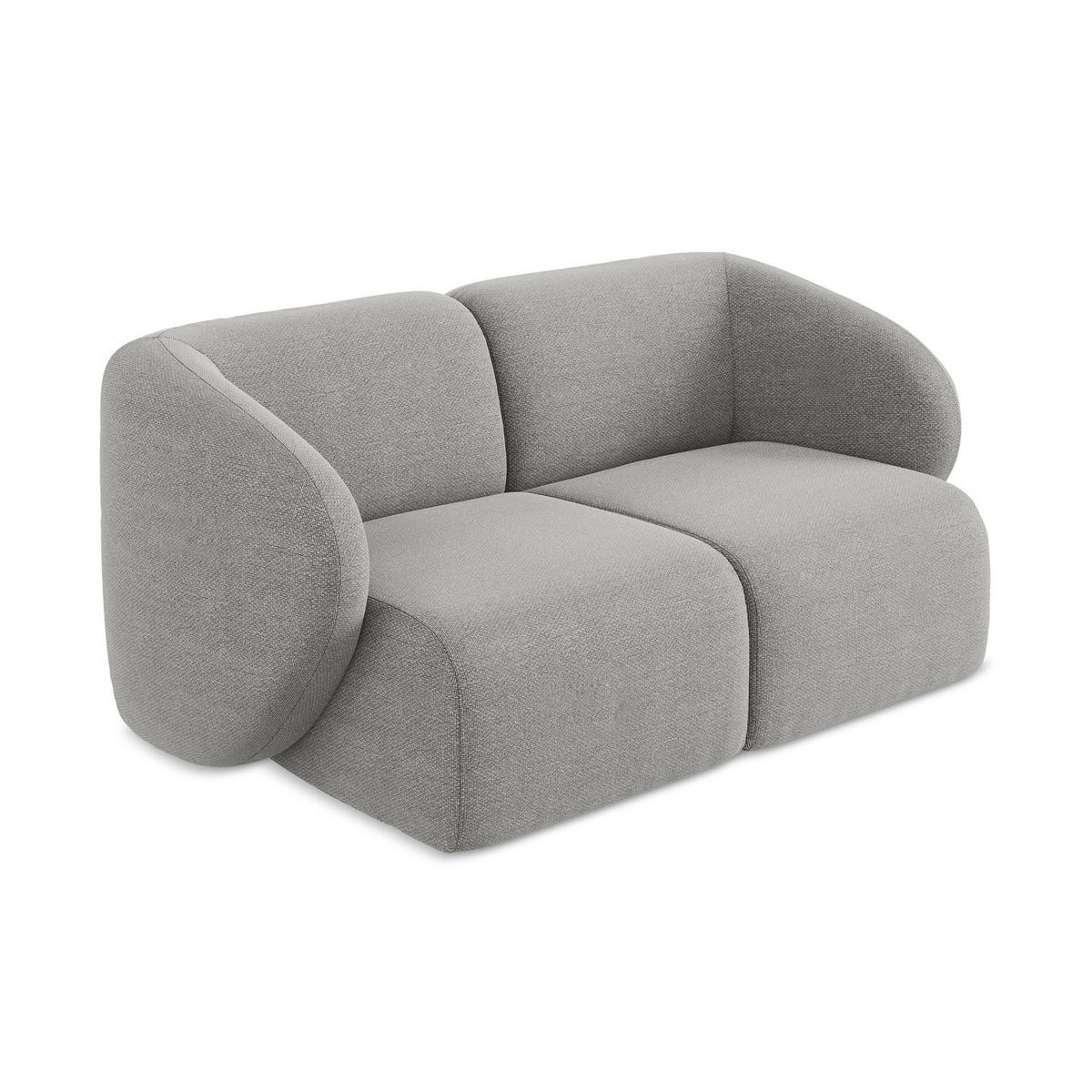 2-SITZER-SOFA Bouclé Stoff Grau - Hellgrau/Schwarz, Holzwerkstoff/Kunststoff (174/75/94cm) - LaMiaSofa