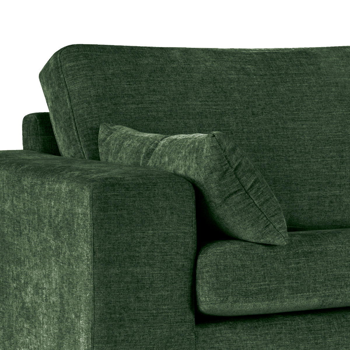 ECKSOFA mit Ottomane - Dunkelgrün/Eichefarben, Eichenholz/Textil (287/219cm) - home24