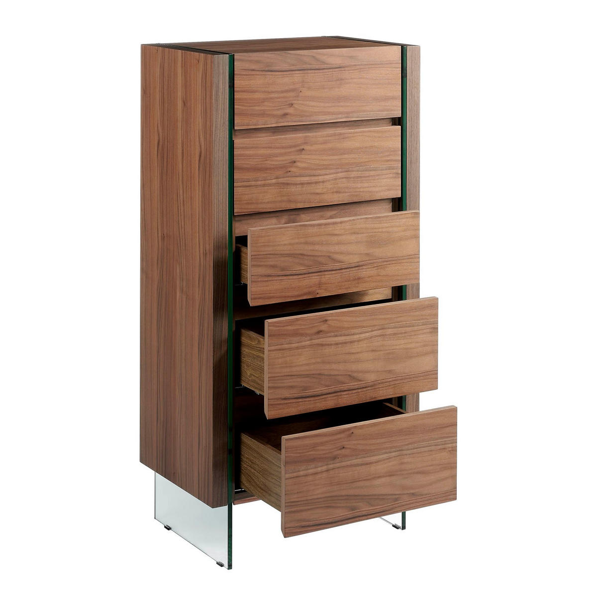 KOMMODE Chiffonier Nussbaum und gehärtetes Glas 58/39/119 cm - Transparent/Walnussfarben, Glas/Holz (58/119/39cm) - ANGEL CERDA