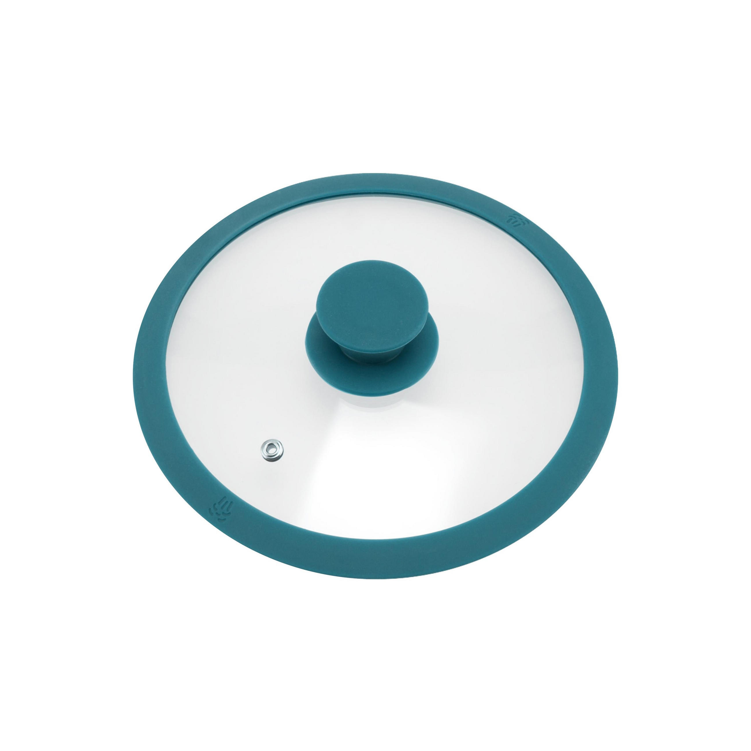 GLASDECKEL mit Silikonrand 20 cm blau - Blau, Glas (20/20/4cm) - bremermann