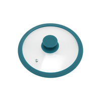 GLASDECKEL mit Silikonrand 20 cm blau - Blau, Glas (20/20/4cm) - bremermann